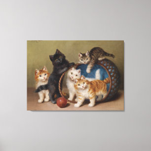 Vintage Cats Kittens Sophie Sperlich The Red Ball Canvas Print