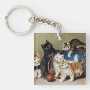Vintage Cats Kittens Sophie Sperlich The Red Ball  Keychain