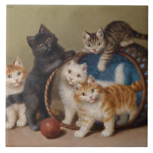 Vintage Cats Kittens Sophie Sperlich The Red Ball Tile