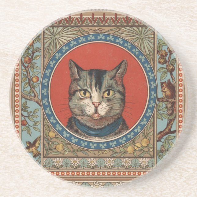 Vintage Cat's Life for Kitty Cat Classic Victorian Coaster (Front)