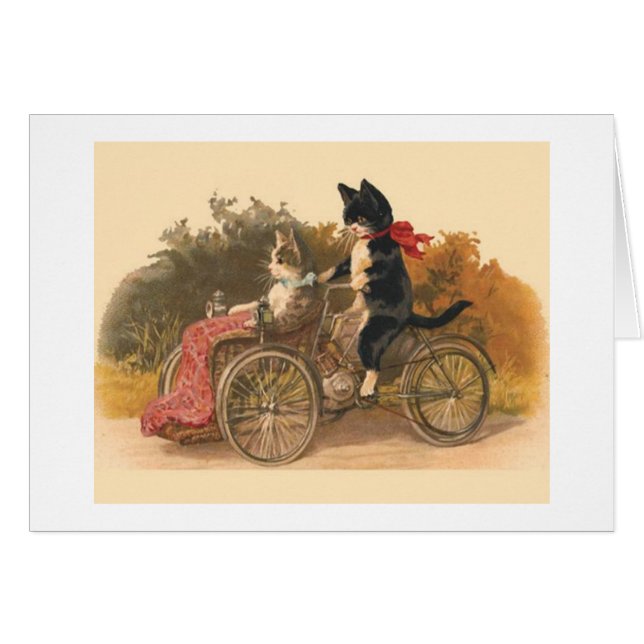 Vintage - Cats on a Bicycle Ride, (Front Horizontal)