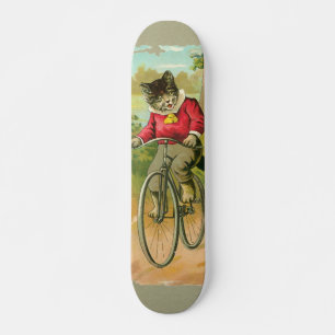 Vintage Cats on Bicycle Skateboard