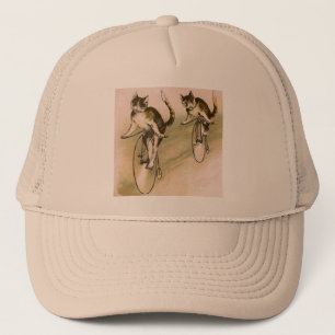 Vintage Cats on Bikes Trucker Hat