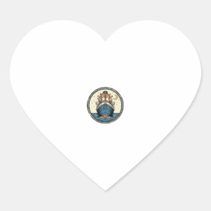 Vintage Cats on Ocean Liner Ship Art Shirt Design_ Heart Sticker