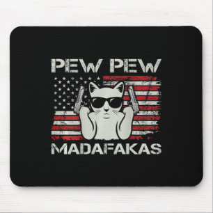 Vintage Cats Pew Pew Madafakas Usa Funny Cat Lover Mouse Pad
