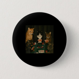 Vintage Cats Playing Ker Cat Playing Card Gambling 2 Inch Round Button