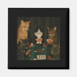 Vintage Cats Playing Ker Cat Playing Card Gambling Magnet