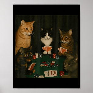 Vintage Cats Playing Ker Cat Playing Card Gambling Poster
