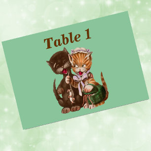 Vintage Cats Rat Gift Basket Table Number