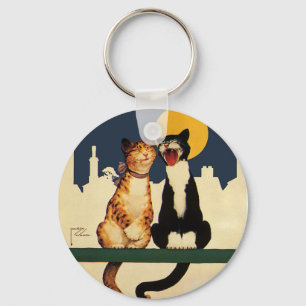 Vintage Cats Singing, Funny and Silly Animals Keychain