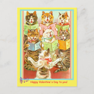Vintage Cats Singing Valentine Postcard, alt. Tuck Postcard