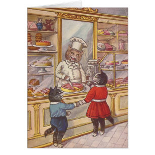 Vintage - Cats Visit a Bakery,