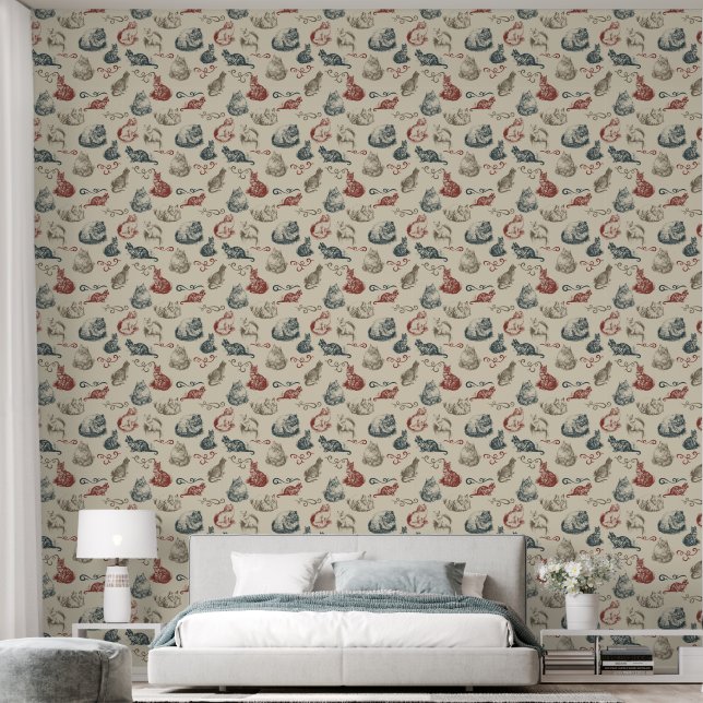 Vintage Cats Wallpaper (Bedroom)
