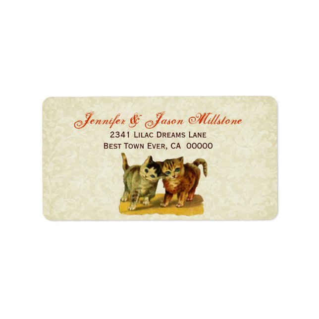 Vintage Cats Wedding Label (Front)