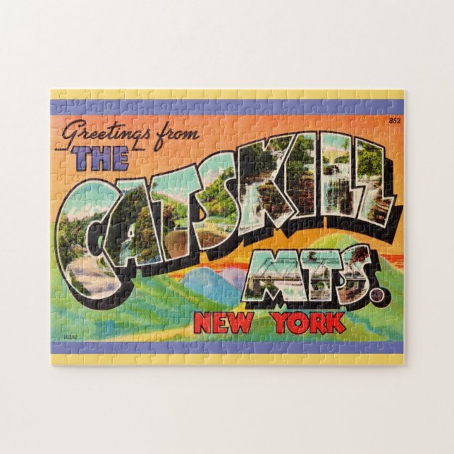 Vintage Catskill Mountains Greetings Jigsaw Puzzle (Horizontal)