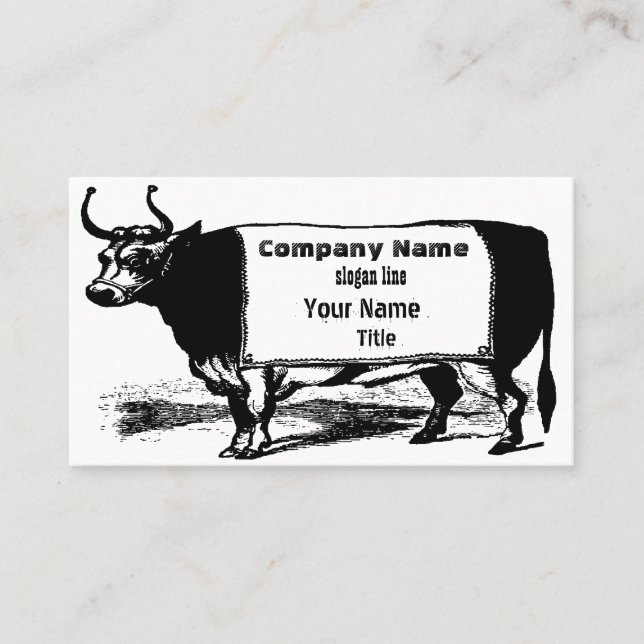 Vintage Cattle Rancher Beef Cow Business Card (Front)