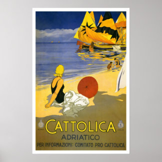 Vintage Cattolica Italian Travel Print