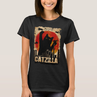 Vintage Catzilla Funny Black Cat T-Shirt