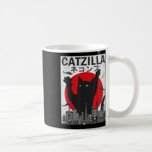Vintage Catzilla Japanese Sunset Style Cat Kitten  Coffee Mug