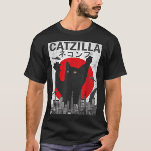 Vintage Catzilla Japanese Sunset Style Cat Kitten  T-Shirt