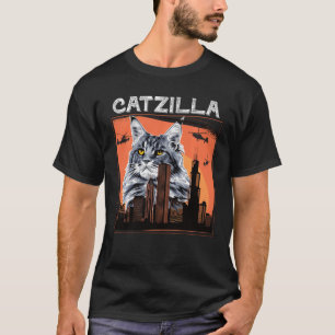 Vintage Catzilla Kitten Cat Retro Distressed Art T-Shirt