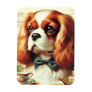 Vintage Cavalier King Charles Spaniel Painting Magnet