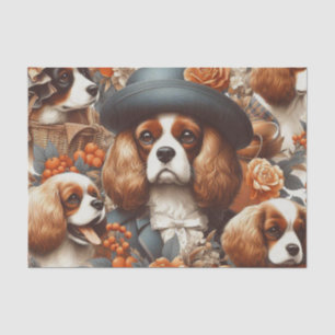 Vintage Cavalier King Charles Spaniel Painting Tissue Paper
