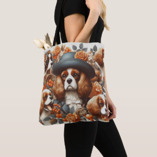 Vintage Cavalier King Charles Spaniel  Painting Tote Bag