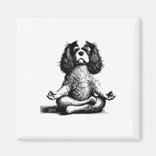 Vintage Cavalier King Charles Spaniel Yoga Dog Magnet