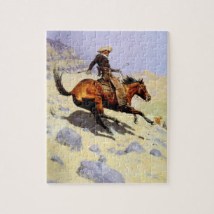 Vintage Cavalry Military, The Cowboy by Remington Jigsaw Puzzle
