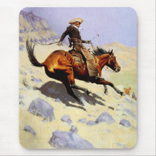 Vintage Cavalry Military, The Cowboy by Remington Mouse Pad