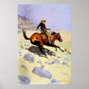 Vintage Cavalry Military, The Cowboy by Remington Poster
