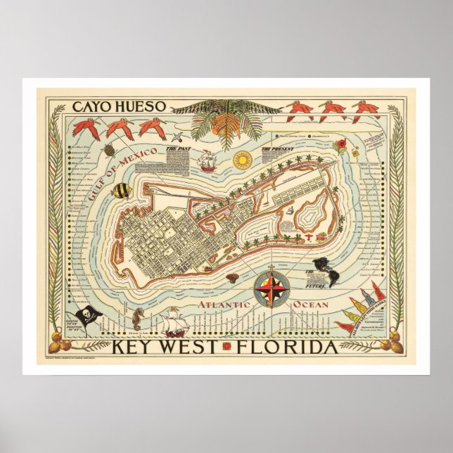 Vintage Cayo Hueso Travel Poster (Front)