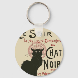 Vintage Ce Soir Le Chat Noir Poster Keychain
