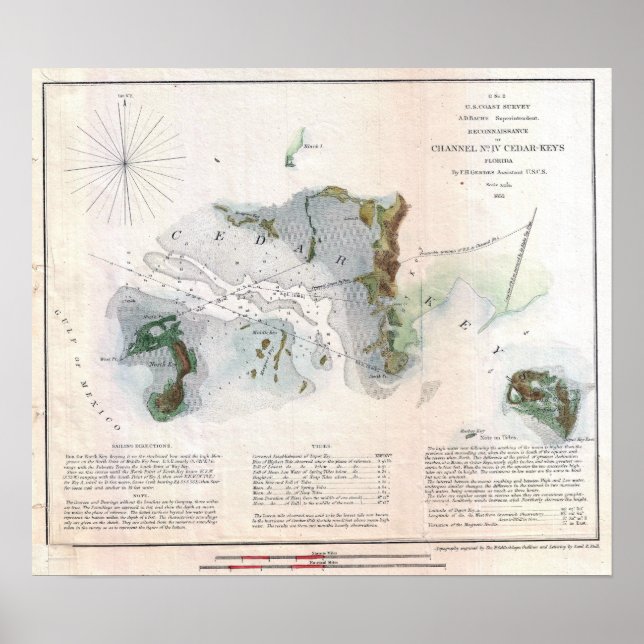 Vintage Cedar Key Islands Florida Coast Poster (Front)