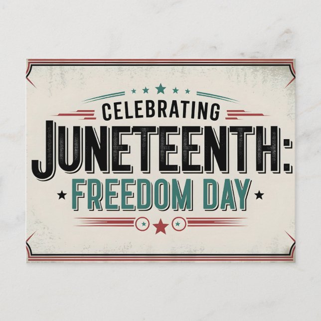 Vintage Celebrating Juneteenth freedom day Holiday Postcard (Front)