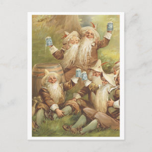 Vintage Celebratory Gnomes Postcard