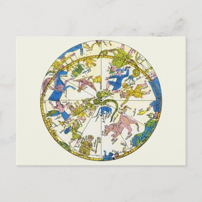 Vintage Celestial, Arabic Sphere, Constellations Postcard (Front)