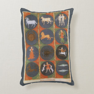 Vintage Celestial, Astrological Zodiac Chart, 1475 Accent Pillow