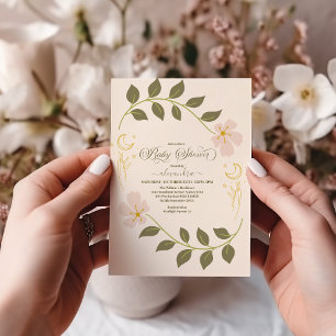 Vintage Celestial Botanical Baby Shower Invitation