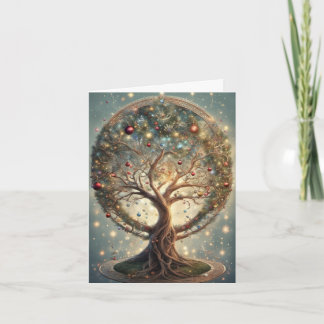 Vintage Celestial Christmas Mandala Tree of Life  Card
