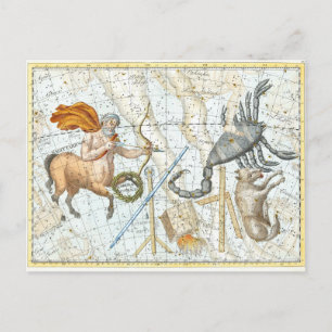 Vintage Celestial Constellations Map Postcard