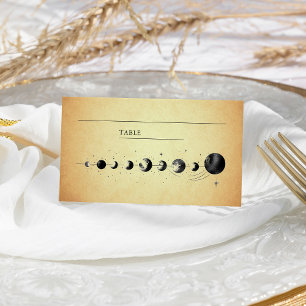 Vintage Celestial Crescent Moon Phases Wedding Place Card