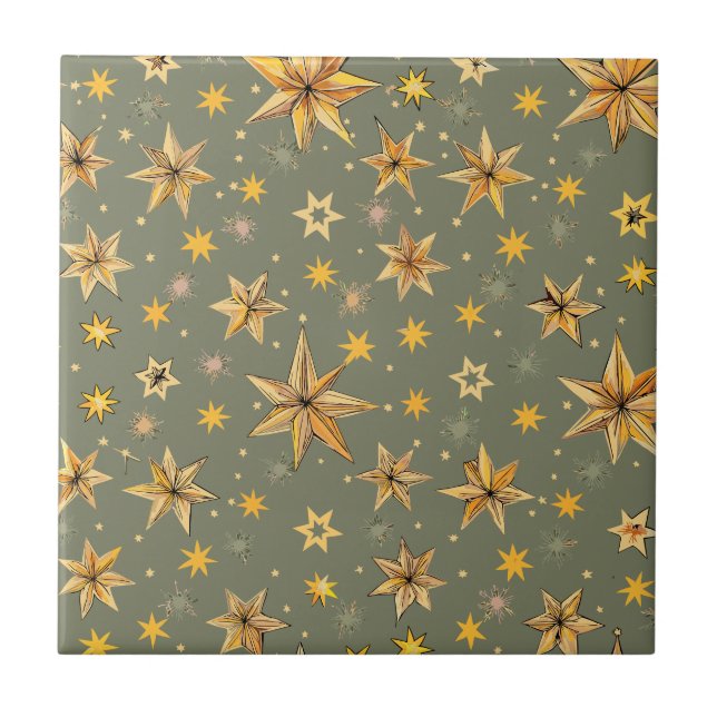Vintage Celestial Design Ceramic Tile (Front)