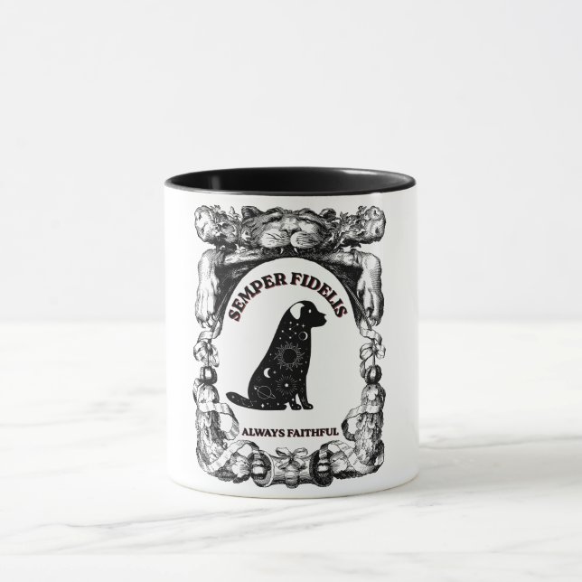 Vintage Celestial dog poster Semper Fidelis Mug (Center)