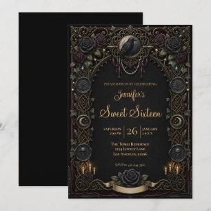 Vintage Celestial Gothic Sweet 16 Invitation
