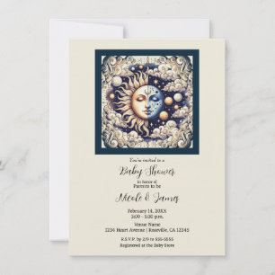 Vintage Celestial Half Sun & Moon Baby Shower  Invitation