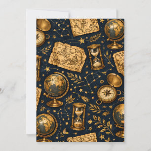 Vintage Celestial Map & Astronomy Pattern Invitation