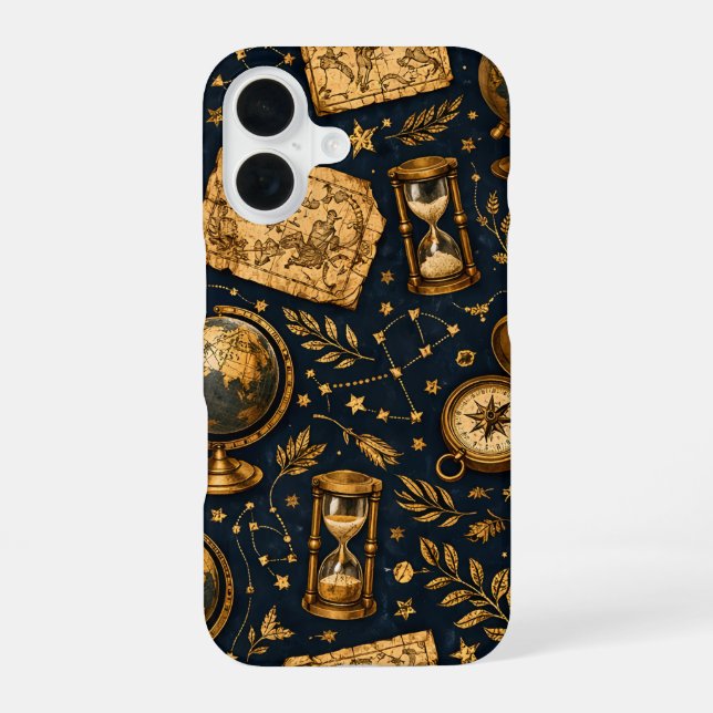 Vintage Celestial Map & Astronomy Pattern iPhone 16 Case (Back)