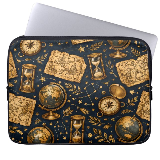 Vintage Celestial Map & Astronomy Pattern Laptop Sleeve (Front)